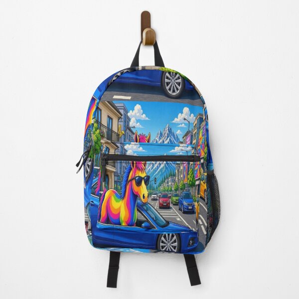 Item preview, Cool Rainbow Horse Driving Blue Car Pop Art - Tugy designed and sold by Breezes-of-Ida.