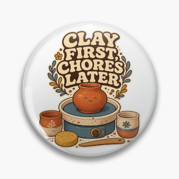 Item preview, Clay First Chores Later Vintage Pottery Humor designed and sold by CheerfulNest.