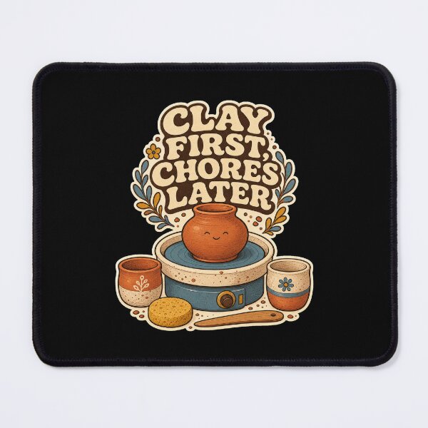 Item preview, Clay First Chores Later Vintage Pottery Humor designed and sold by CheerfulNest.
