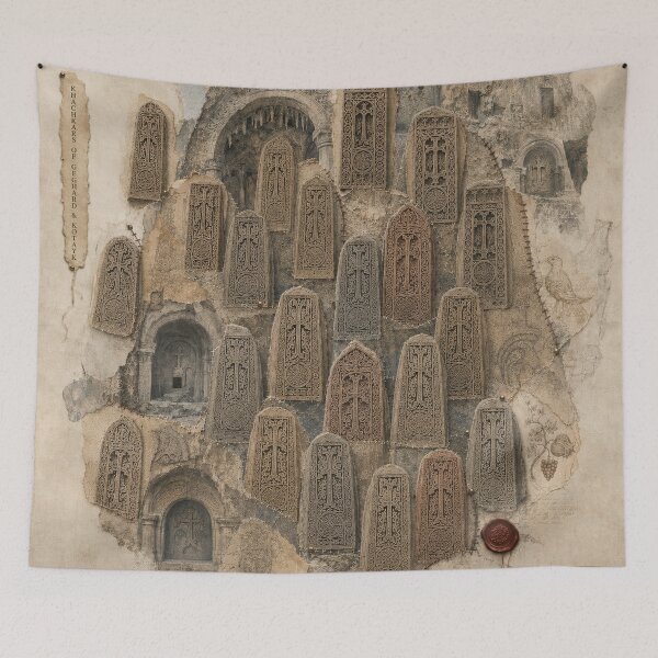 Item preview, Geghard Khachkars Vintage Armenian Collage designed and sold by Qenlo.