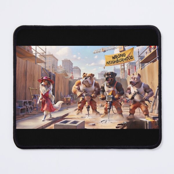 Item preview, Wrong Neighborhood Funny Dog Construction Parody Art designed and sold by AfresStudio.