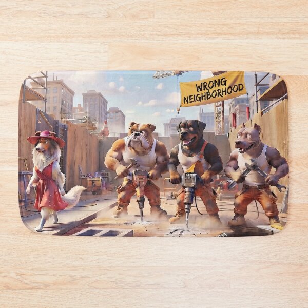 Item preview, Wrong Neighborhood Funny Dog Construction Parody Art designed and sold by AfresStudio.