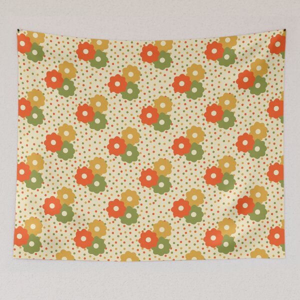 Item preview, 70's Ditsy Daisy and Dots in Cream  designed and sold by YesterdayColl.