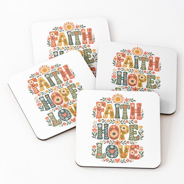 Item preview, Bible Verse – Faith Hope Love – Bible Positive Verse | Christian Floral Folk Art designed and sold by Noble-Piece.