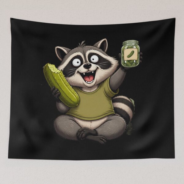Item preview, Raccoon Eating Pickles Funny Meme Pickle Lover Cute Art. designed and sold by LeSoniPapaPrint.