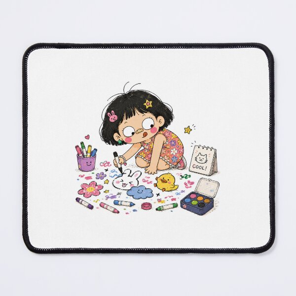 Item preview, Little Girl Making Doodles – Colorful Indie Art designed and sold by Kaytee-arttt.