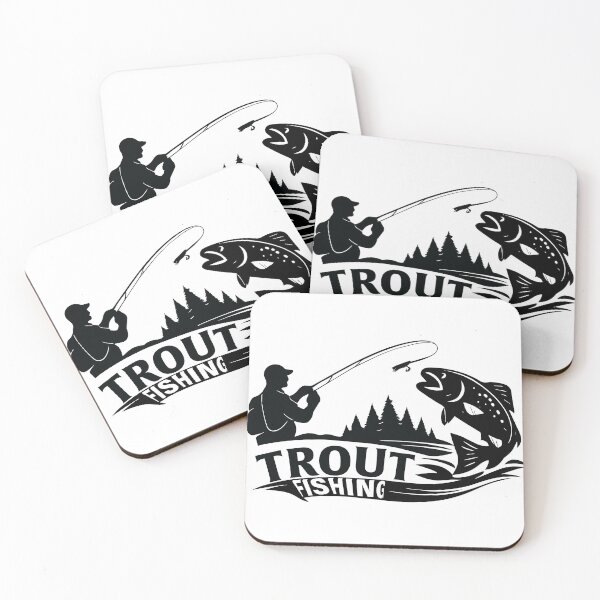 Item preview, Brown Trout Fisherman fishing silhouette illustration custom text "Trout Fishing". designed and sold by Art-Horizon.