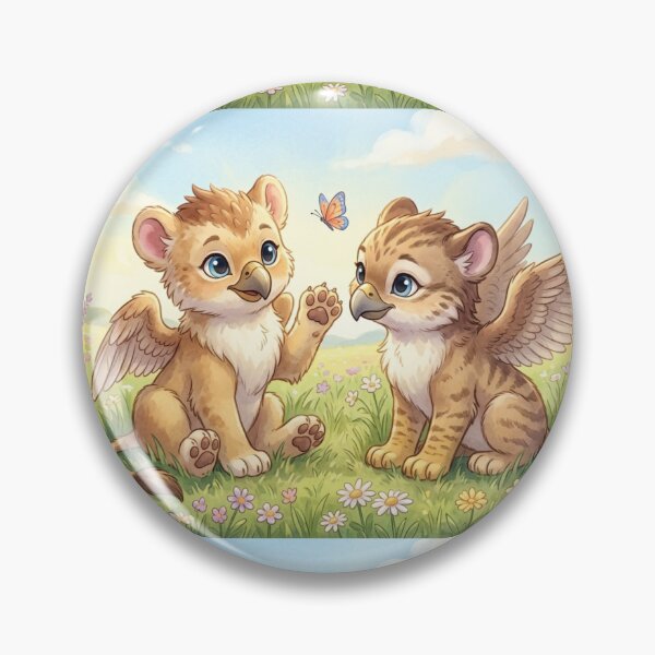 Item preview, A Curious Hello — Griffin Cubs and Butterfly designed and sold by TreatLLC.