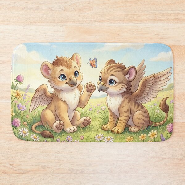 Item preview, A Curious Hello — Griffin Cubs and Butterfly designed and sold by TreatLLC.
