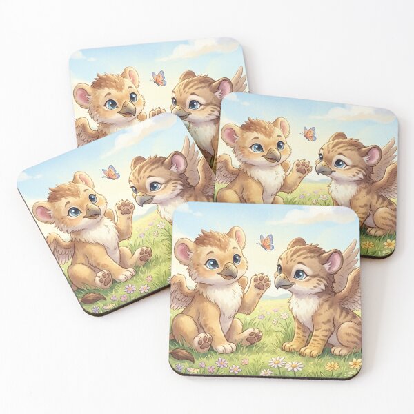 Item preview, A Curious Hello — Griffin Cubs and Butterfly designed and sold by TreatLLC.