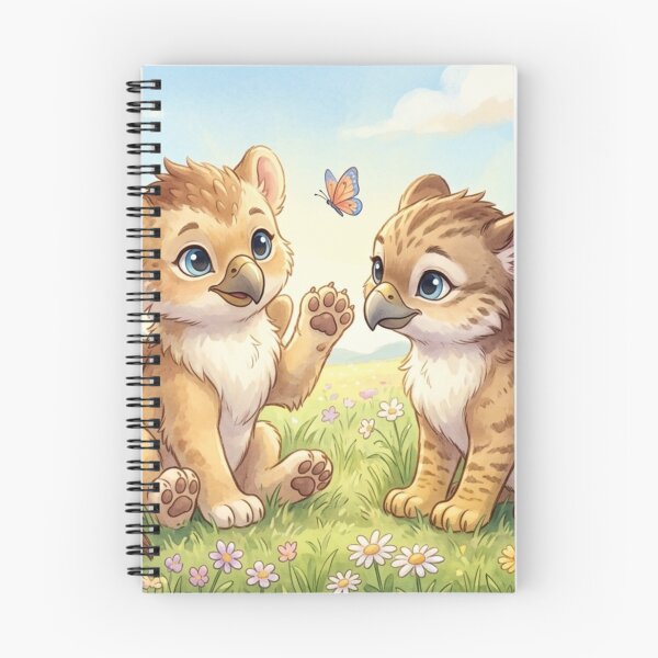 Item preview, A Curious Hello — Griffin Cubs and Butterfly designed and sold by TreatLLC.