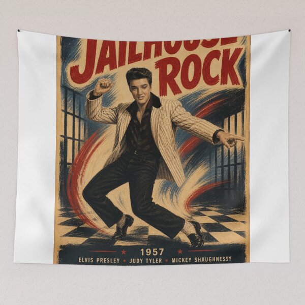 Item preview, Jailhouse Rock 1957 - Full Body Dance Pose Vintage Poster designed and sold by ElvisVintagePosters.