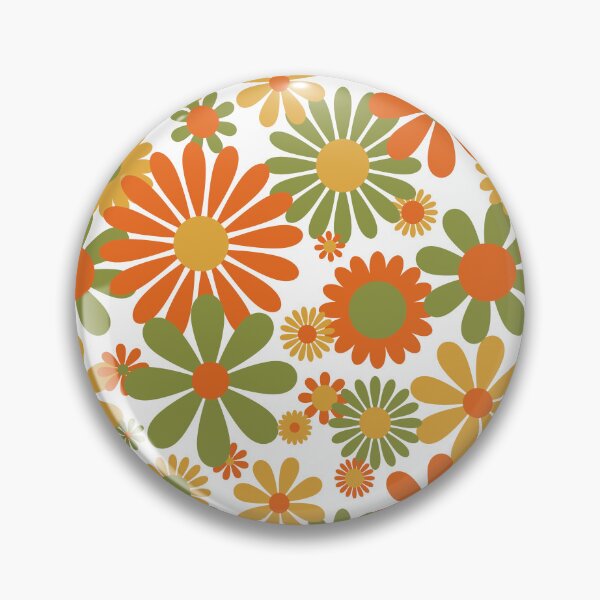 Item preview, Sunshine Day Daisies in Avocado Green Gold + Orange designed and sold by YesterdayColl.