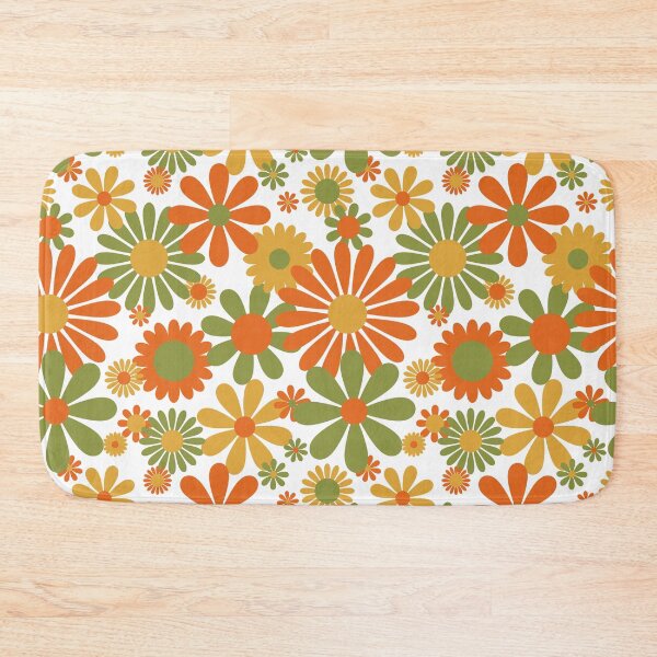Item preview, Sunshine Day Daisies in Avocado Green Gold + Orange designed and sold by YesterdayColl.