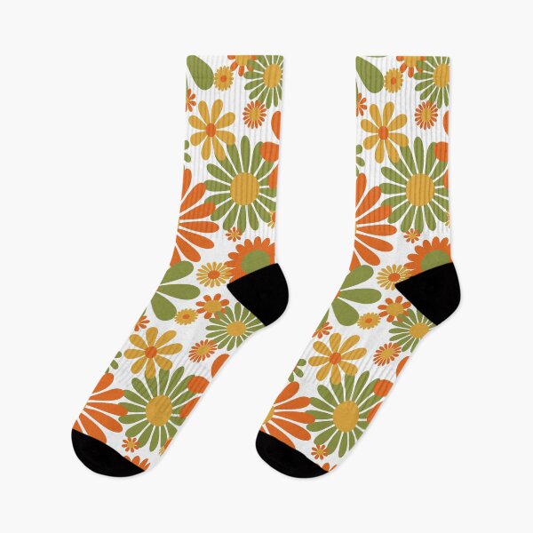 Item preview, Sunshine Day Daisies in Avocado Green Gold + Orange designed and sold by YesterdayColl.