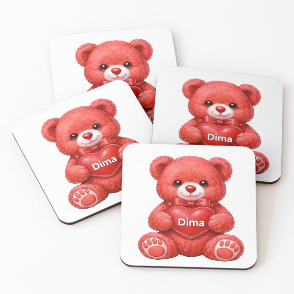 Item preview, Red Cute Teddy Bear with Dima Heart designed and sold by AmirArtisanVibe.
