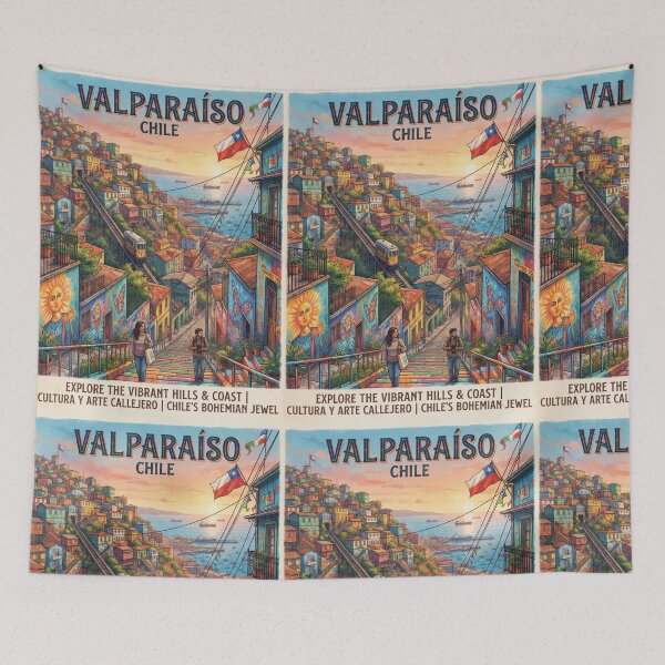 Item preview, Copia de un póster de viaje vintage retro de Valparaíso, Chile. designed and sold by ElartedeNoel.