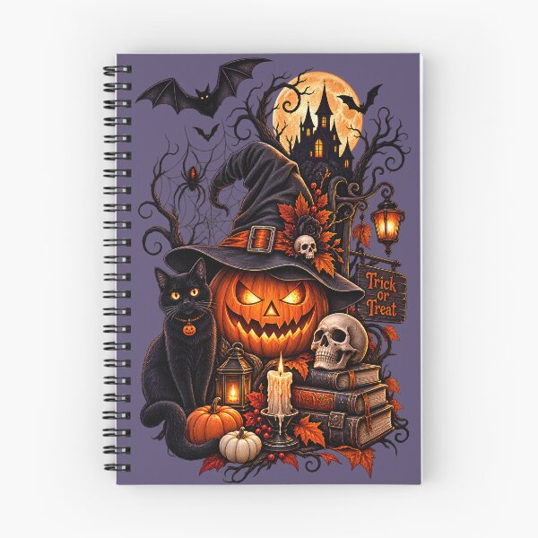 Item preview, Spooky Halloween Night Jack O Lantern Witch Hat Cat designed and sold by BellabdO.