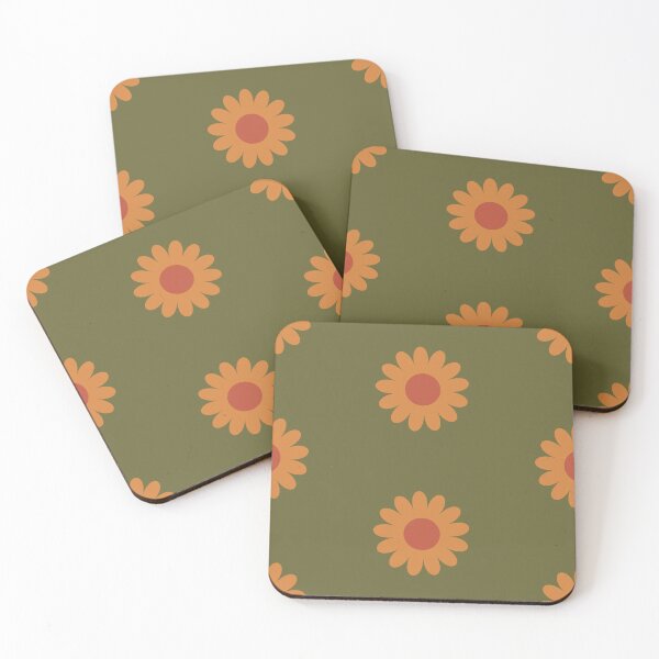 Item preview, Retro Simple Scandi Daisies in Olive Avocado + Goldenrod designed and sold by YesterdayColl.
