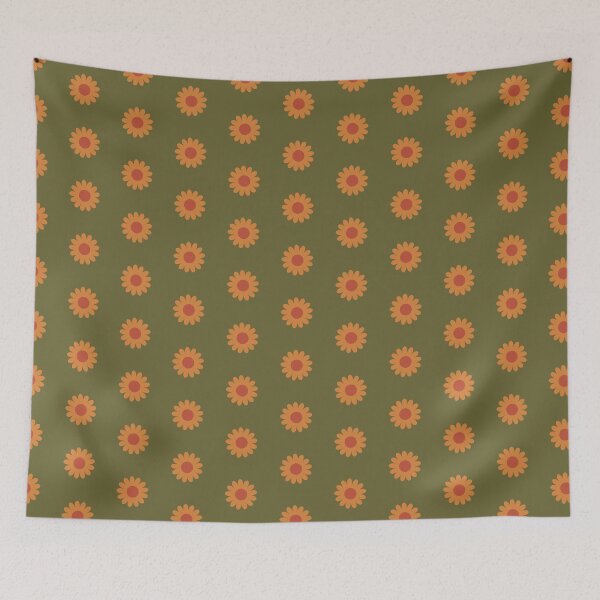 Item preview, Retro Simple Scandi Daisies in Olive Avocado + Goldenrod designed and sold by YesterdayColl.