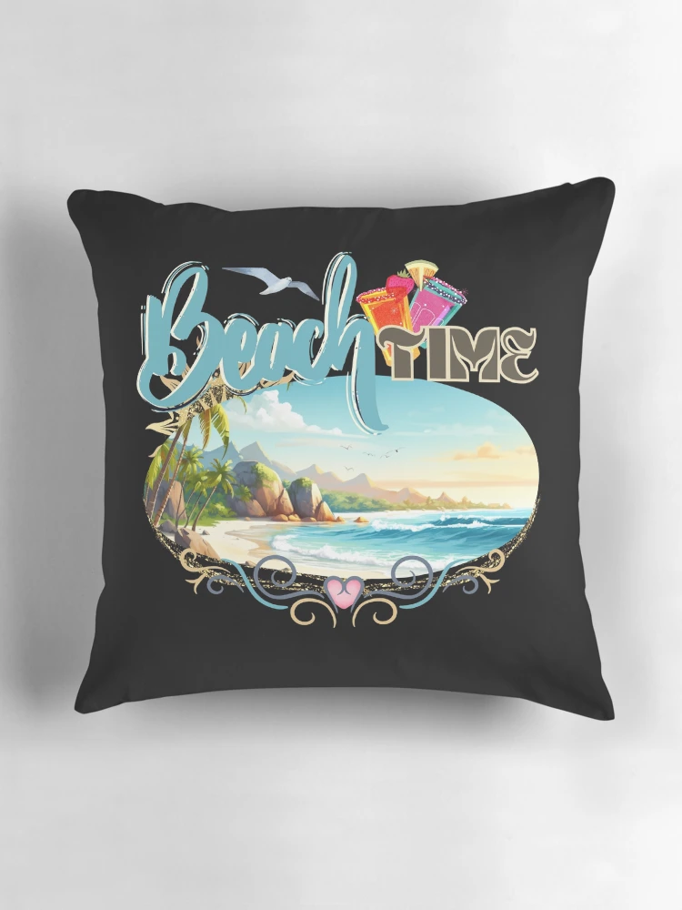 Thumbnail 3 of 4, Pillow, Beach time designed and sold by InasTees.