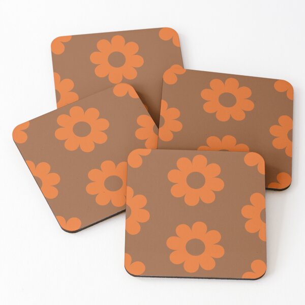 Item preview, Retro Cutout Daisies in Caramel Brown and Pumpkin Orange designed and sold by YesterdayColl.
