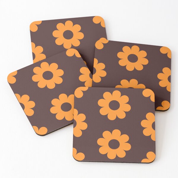 Item preview, Retro Cutout Daisies in Chocolate Brown and Saffron Orange designed and sold by YesterdayColl.