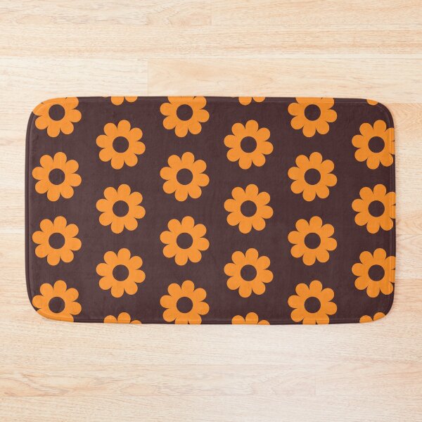 Item preview, Retro Cutout Daisies in Chocolate Brown and Saffron Orange designed and sold by YesterdayColl.