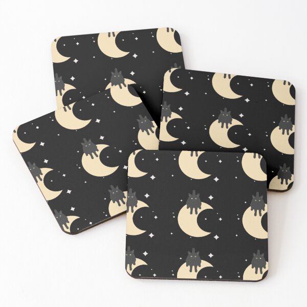 Item preview, Cat Moon Celestial Vector Art (Black Obsidian Cat on Top of Moon with Stars around it) designed and sold by ZodiacGradient.