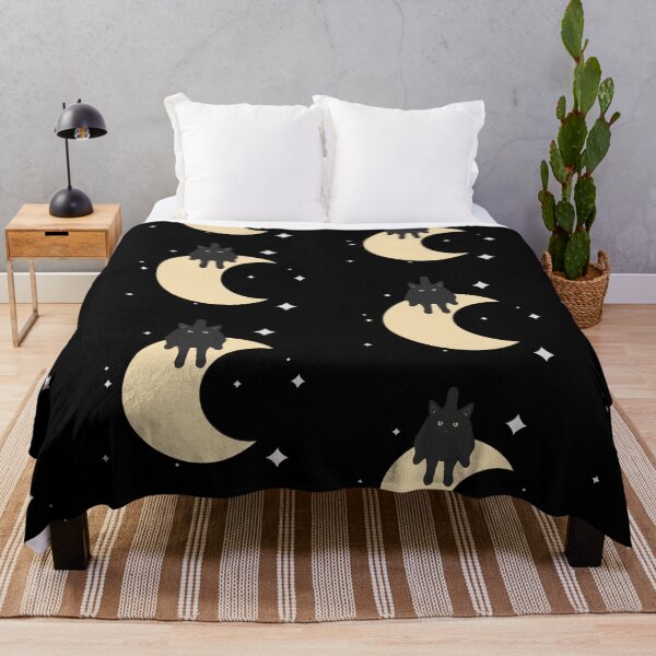 Item preview, Cat Moon Celestial Vector Art (Black Obsidian Cat on Top of Moon with Stars around it) designed and sold by ZodiacGradient.