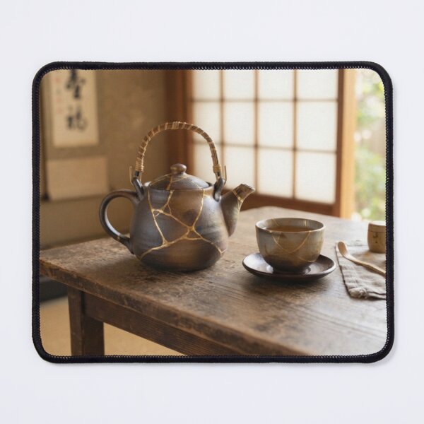 Item preview, Kintsugi Teapot Set - Japanese Tea Ceremony Art Print designed and sold by Purrfecta.