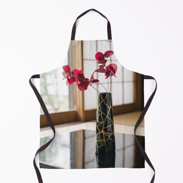 Item preview, Kintsugi Vase With Silk Flowers - Japanese Floral Art Print designed and sold by Purrfecta.
