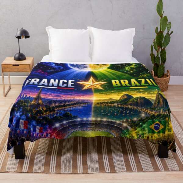 Item preview, France Brazil football match poster / cosmic neon football rivals poster wrt designed and sold by Nexus Space.