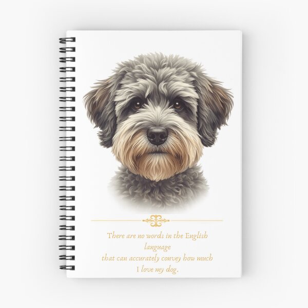 Item preview, "Schnoodle Dog Portrait Love Quote Print" designed and sold by WaggingTailsCo.
