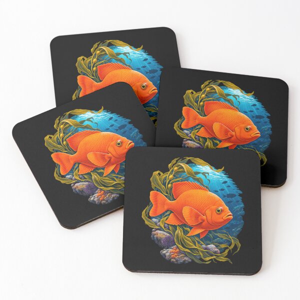 Artikelvorschau, Garibaldi-Fisch, kalifornische Kelpwälder, Kunst entworfen und verkauft von JKDJ.