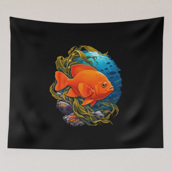 Item preview, Garibaldi Fish California Kelp Forest Art designed and sold by JKDJ.