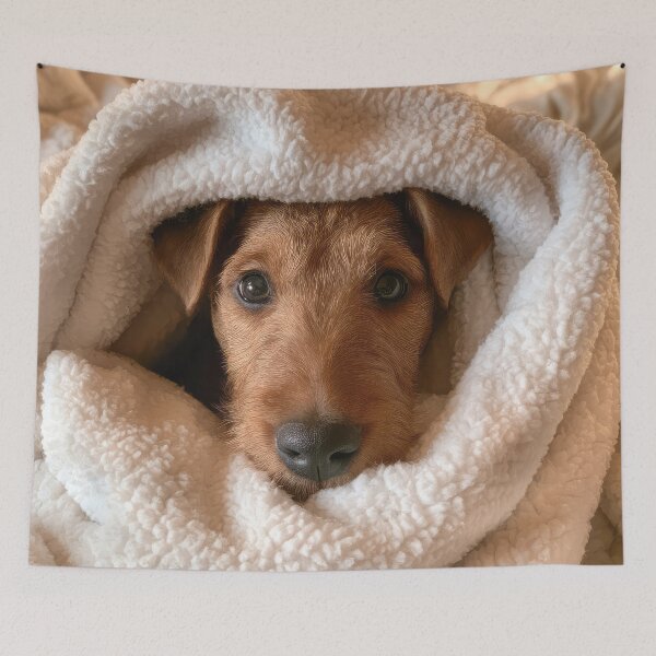 Item preview, Airedale Terrier in Blanket 01 designed and sold by Elisabeth Lucas.