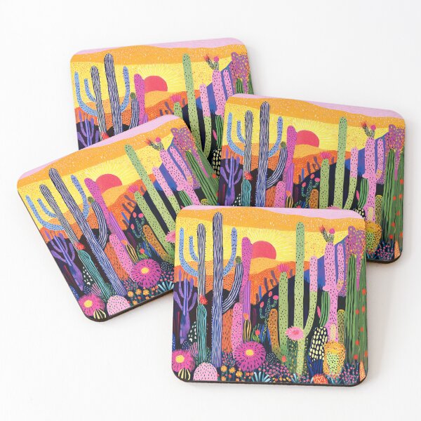 Item preview, Cactus Landscape With Magical Mountains Colorful Fantasy Art   designed and sold by DEC02.