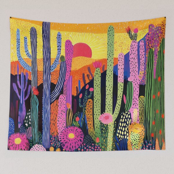 Item preview, Cactus Landscape With Magical Mountains Colorful Fantasy Art   designed and sold by DEC02.