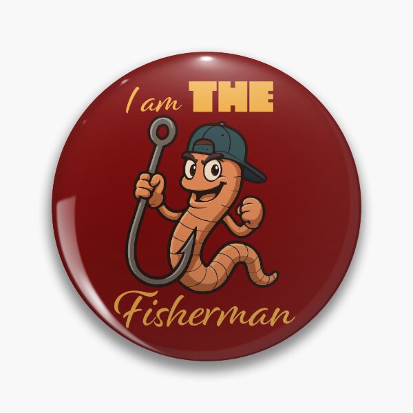 Item preview, Fishing worm and hook "I am the fisherman" vector illustration. designed and sold by Art-Horizon.
