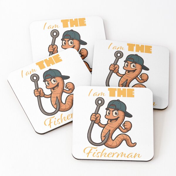 Item preview, Fishing worm and hook "I am the fisherman" vector illustration. designed and sold by Art-Horizon.