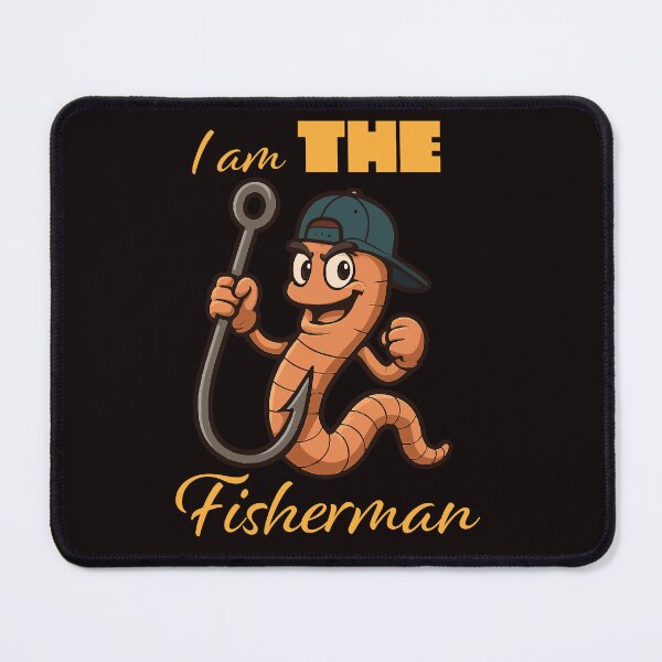Item preview, Fishing worm and hook "I am the fisherman" vector illustration. designed and sold by Art-Horizon.