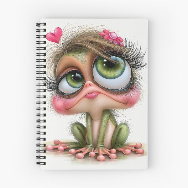 Item preview, Cute Frog with Big Green Eyes and Pink Accents – Adorable Cartoon Frog Art designed and sold by CurrentPhase.