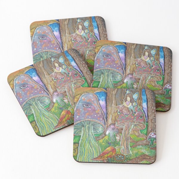 Item preview, Enchanted Mushroom Forest Fairy - Psychedelic Mixed Media Art designed and sold by PEACELOVERSART.
