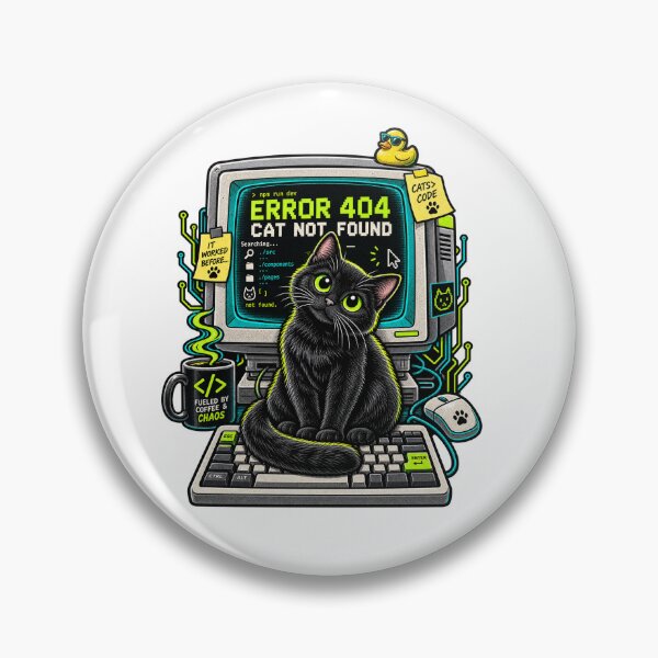 Item preview, Black Cat 404 Error Code Cat Not Found Work Cat Humor designed and sold by WolfmanProphecy.