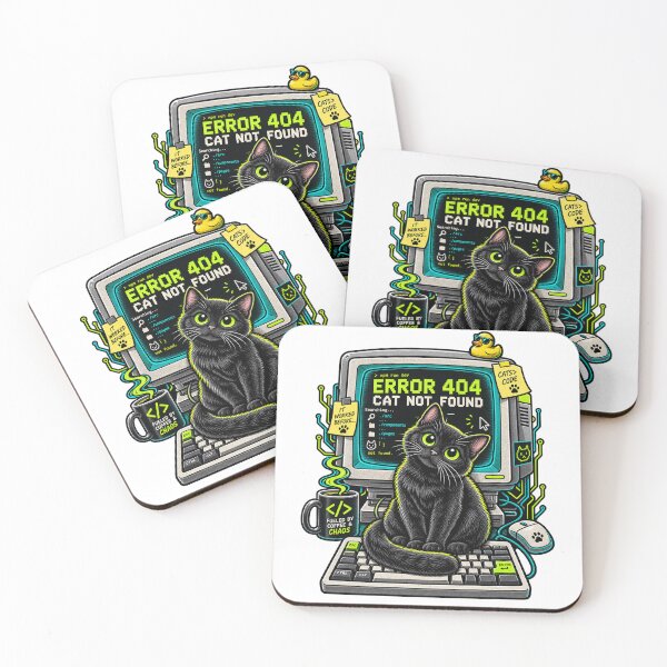 Item preview, Black Cat 404 Error Code Cat Not Found Work Cat Humor designed and sold by WolfmanProphecy.