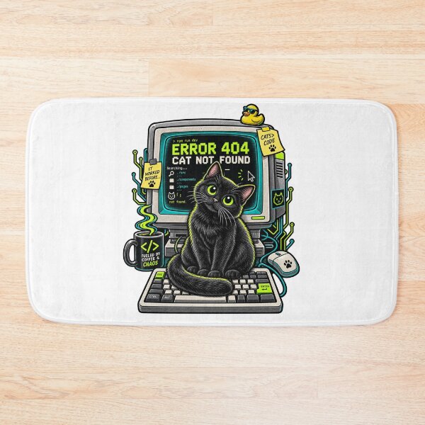 Item preview, Black Cat 404 Error Code Cat Not Found Work Cat Humor designed and sold by WolfmanProphecy.