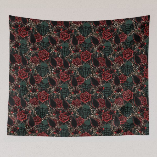 Item preview, Gothic Red Roses Gold Chain Dark Romance Pattern designed and sold by ZhivanCrimson.