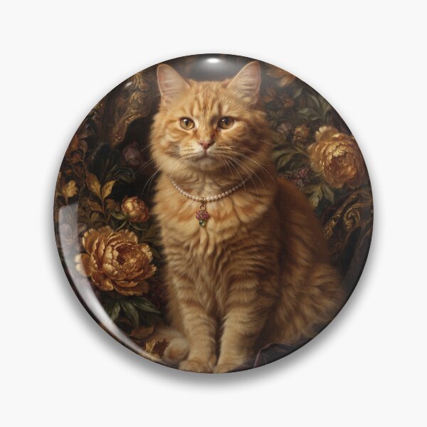 Item preview, Noble Ginger Cat with Gem Pearl Necklace designed and sold by Real Beast Art.