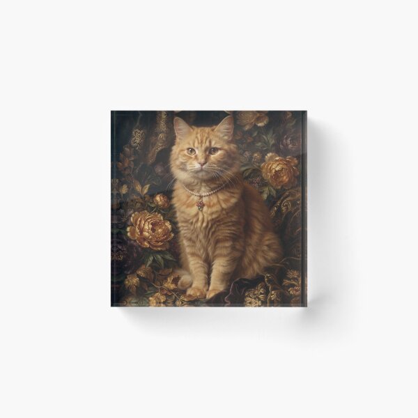 Item preview, Noble Ginger Cat with Gem Pearl Necklace designed and sold by Real Beast Art.